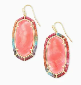 Kendra Scott Threaded Elle Gold Drop Earrings In Coral Illusion