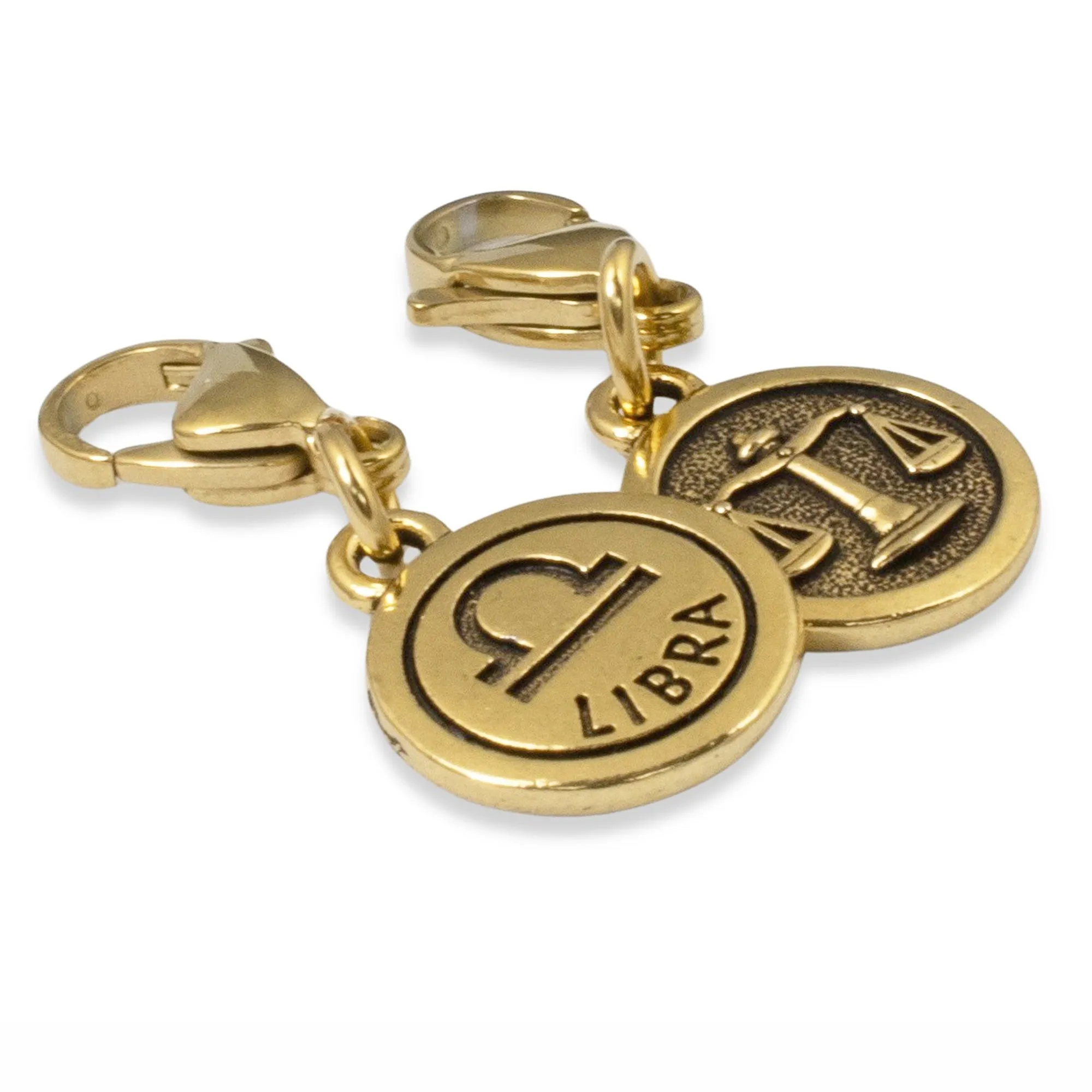 Libra Clip-on Charm - 22k Gold Plated Accessory for Bags & Jewelry, Zodiac Gift