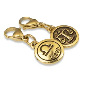 Libra Clip-on Charm - 22k Gold Plated Accessory for Bags & Jewelry, Zodiac Gift