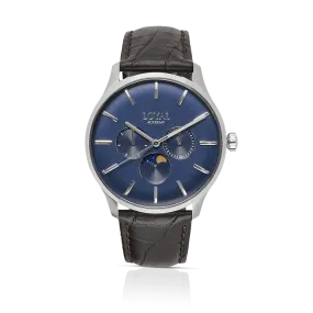 Loyal Men's Academy Stainless Steel Quartz Moonphase Dress Watch Blue Dial