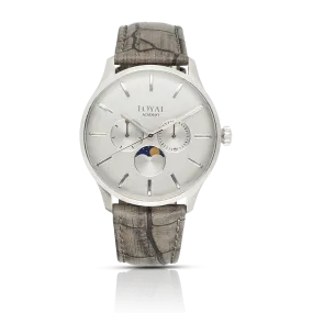 Loyal Men's Academy Stainless Steel Quartz Moonphase Dress Watch Grey Dial