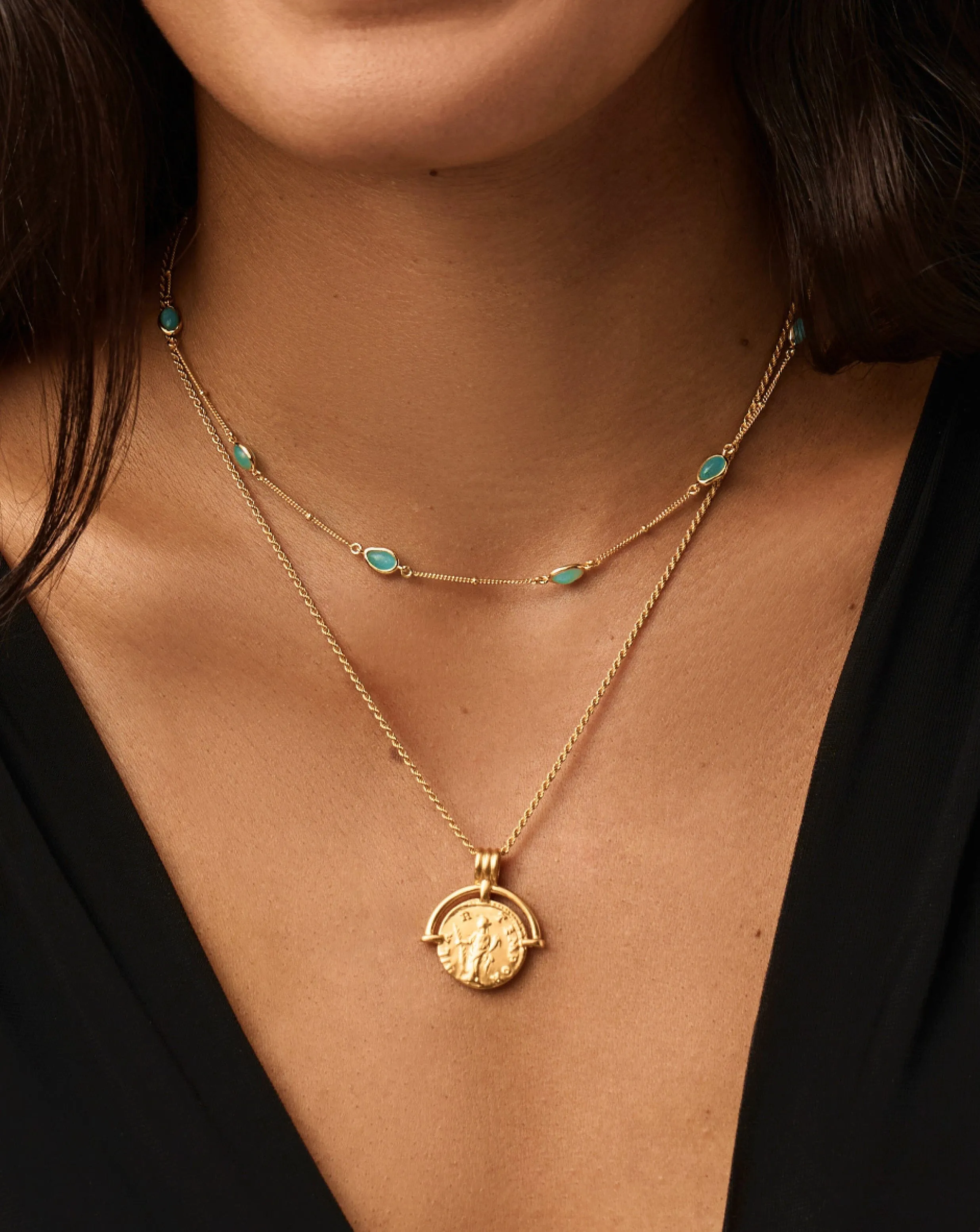 Magma Gemstone Charm Choker | 18ct Gold Vermeil/Amazonite