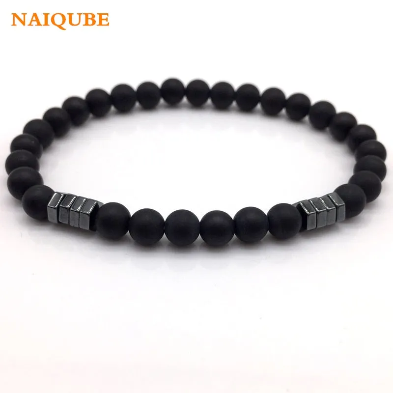 Men Geometric Beaded Simple Classic Stone Bead Charm Bracelets