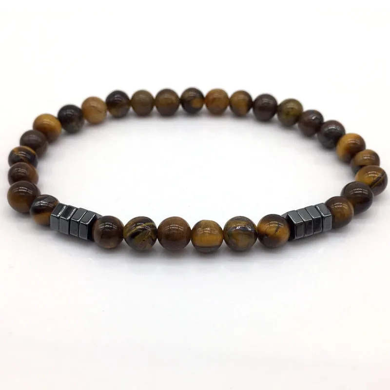 Men Geometric Beaded Simple Classic Stone Bead Charm Bracelets