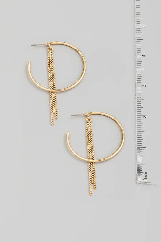 Metallic Box Chain & Hoop Earrings