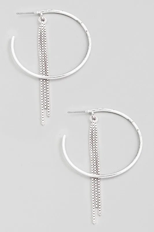 Metallic Box Chain & Hoop Earrings