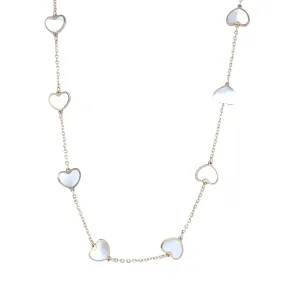 Mini Heart Station Necklace/Mother of Pearl