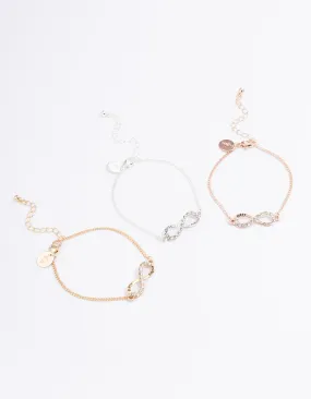 Mixed Metal Best Friends Infinity Bracelet Pack