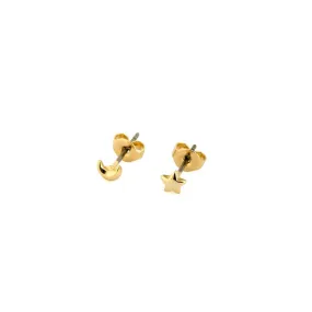 Moon & star plain stud earring