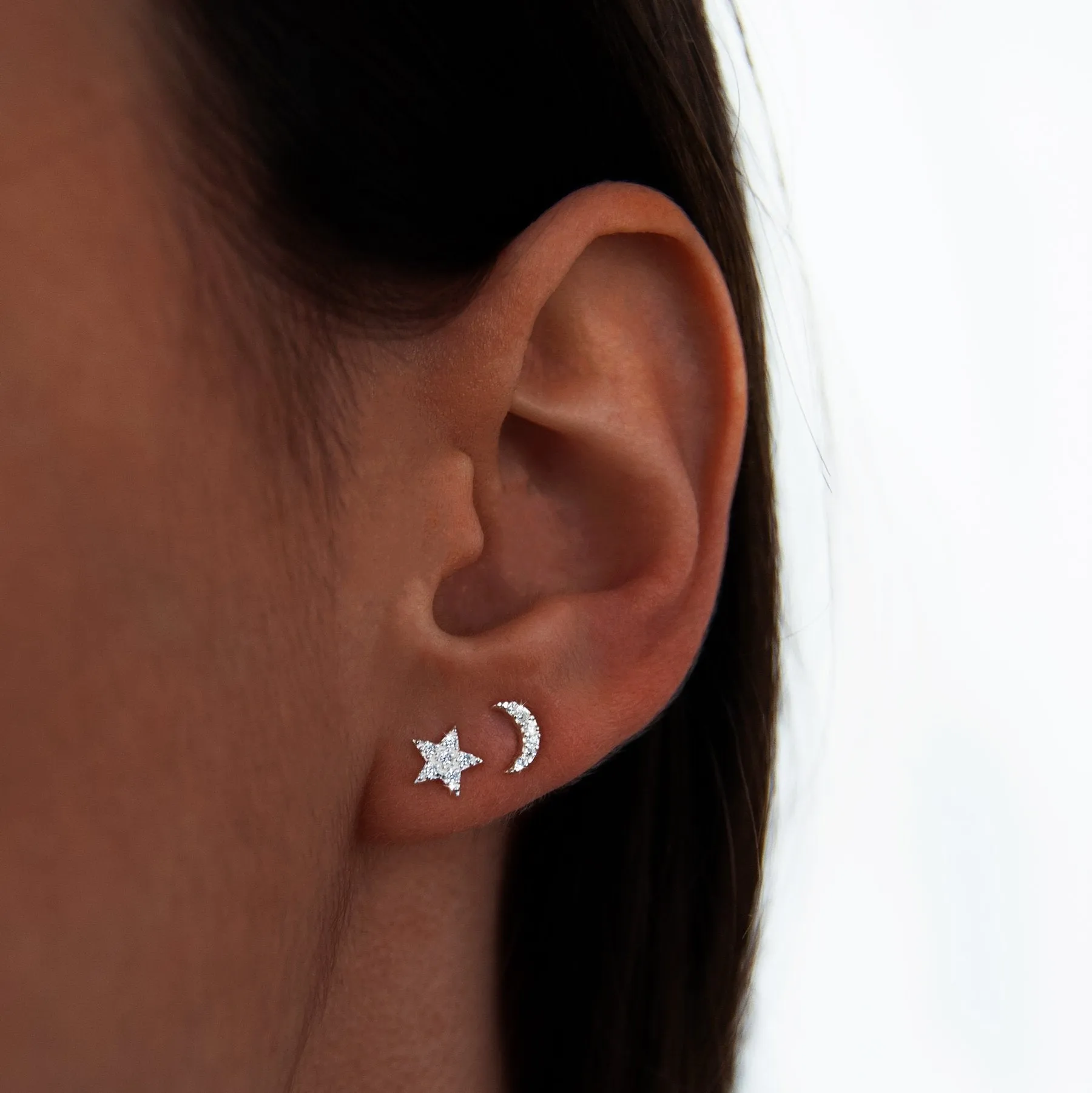Moon & Star Silver Earrings
