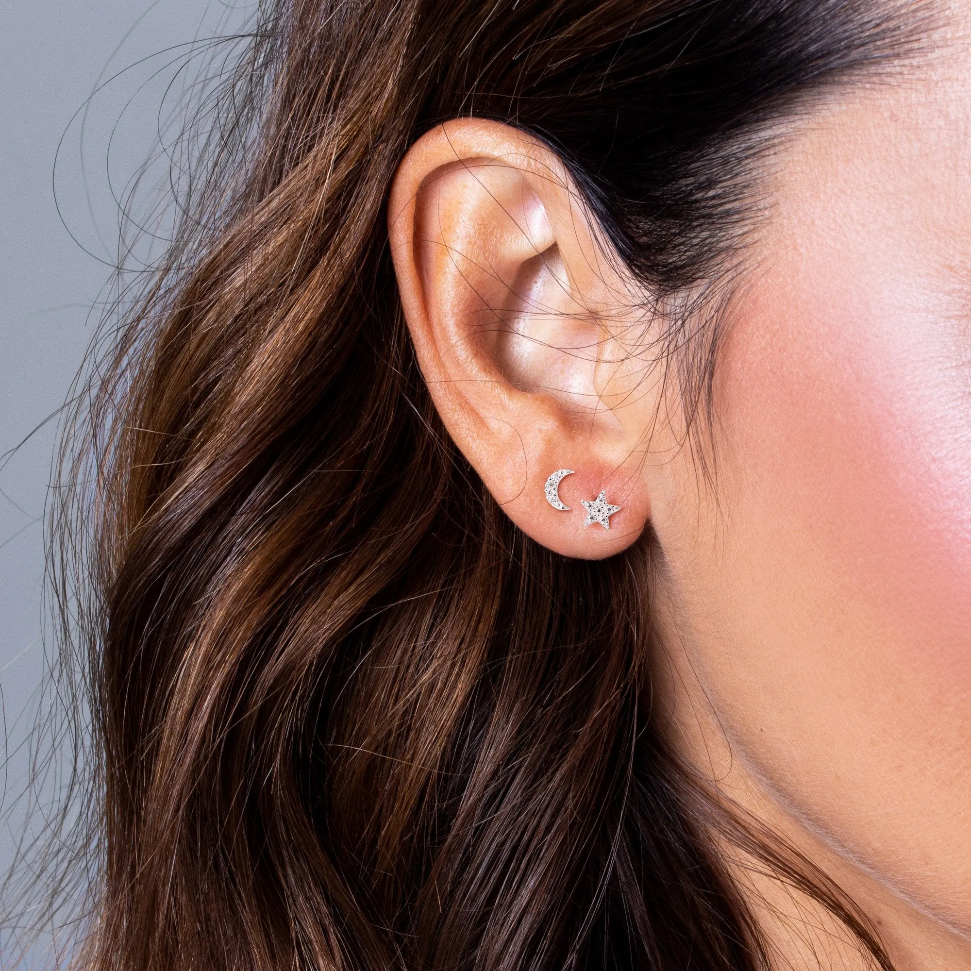 Moon & Star Silver Earrings