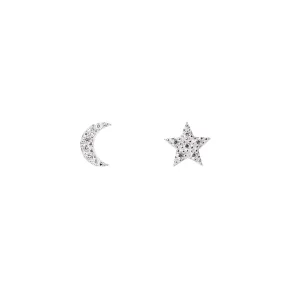 Moon & Star Silver Earrings