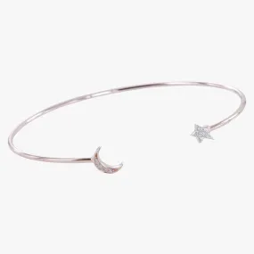 Moon and Star Pave Cuff Bracelet