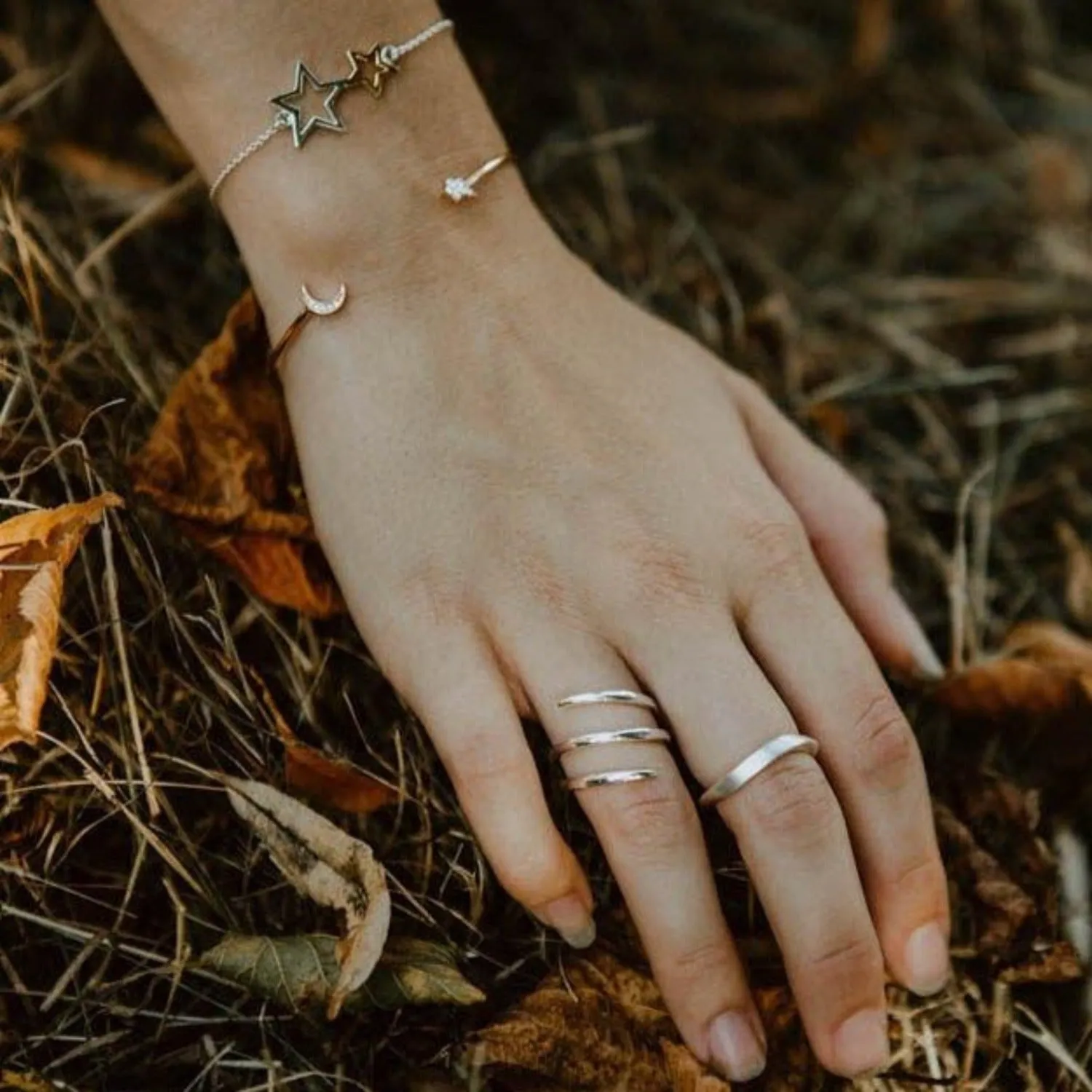 Moon and Star Pave Cuff Bracelet