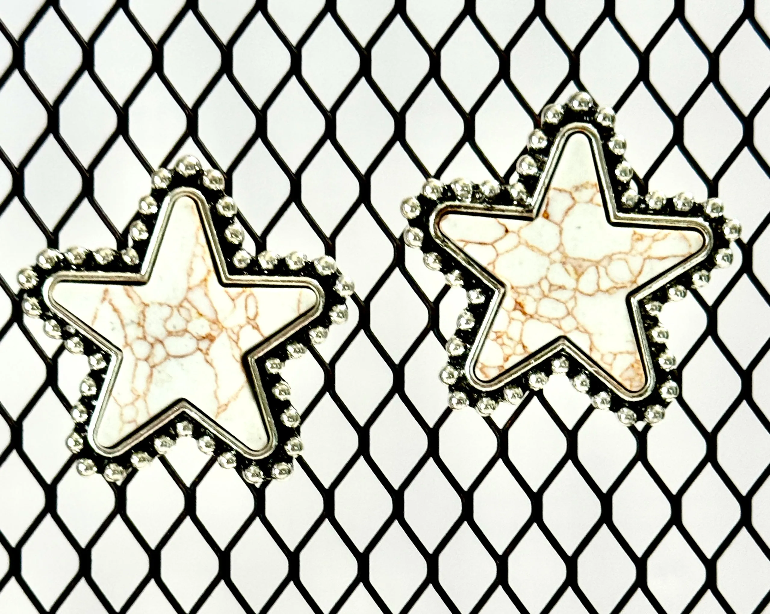 Moon and Stars White and Silver Earrings