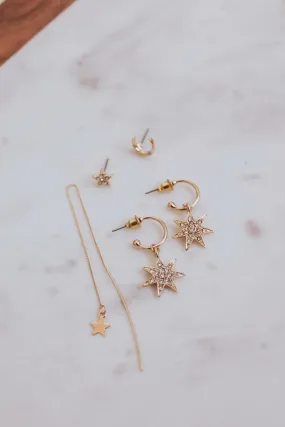 Moon   Star Huggie Hoop Earrings Set