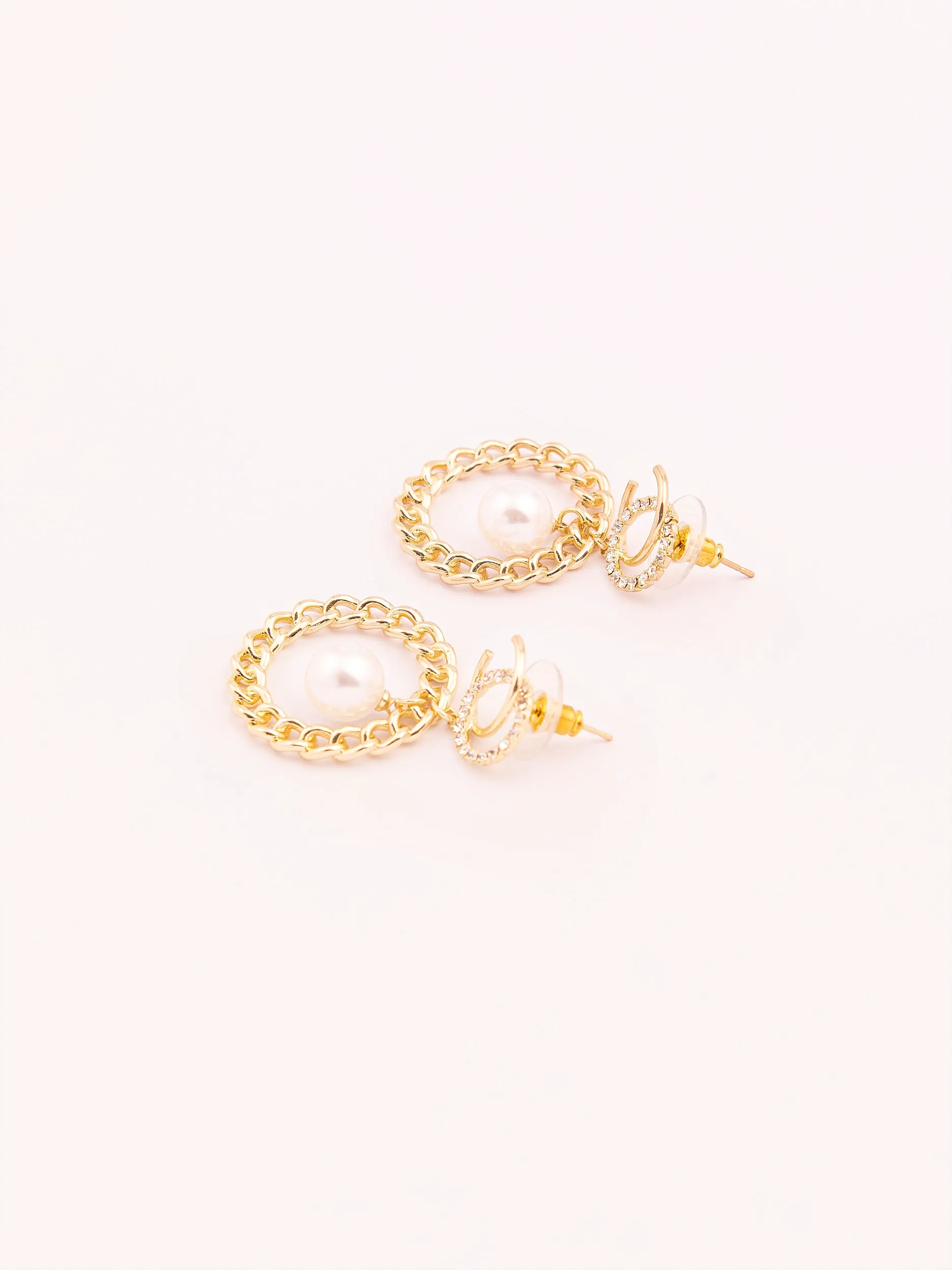 Pearl Embellished Drop Earrings