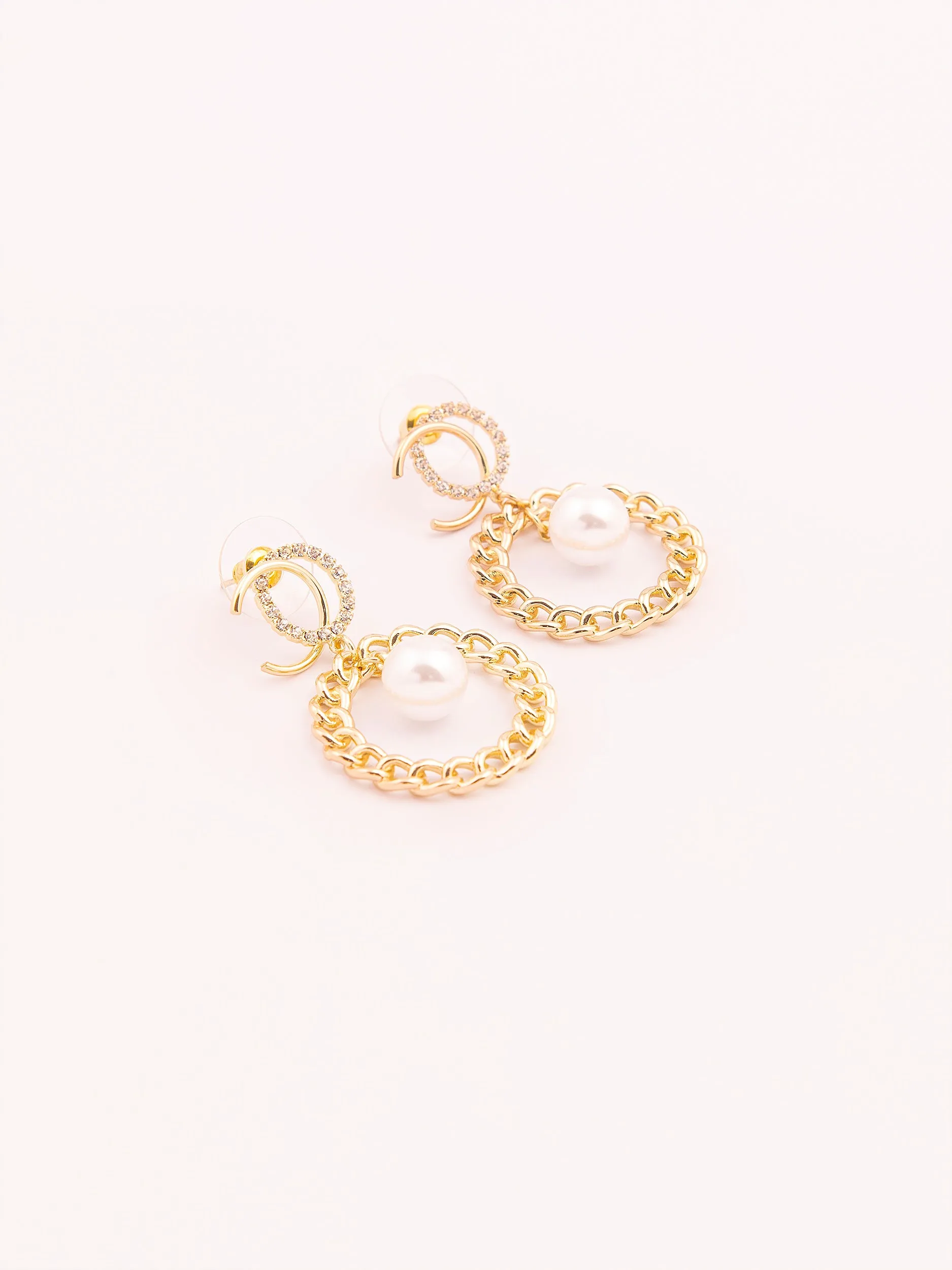 Pearl Embellished Drop Earrings