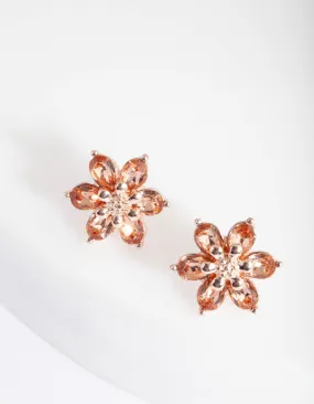Pink 3D Flower Stud Earrings