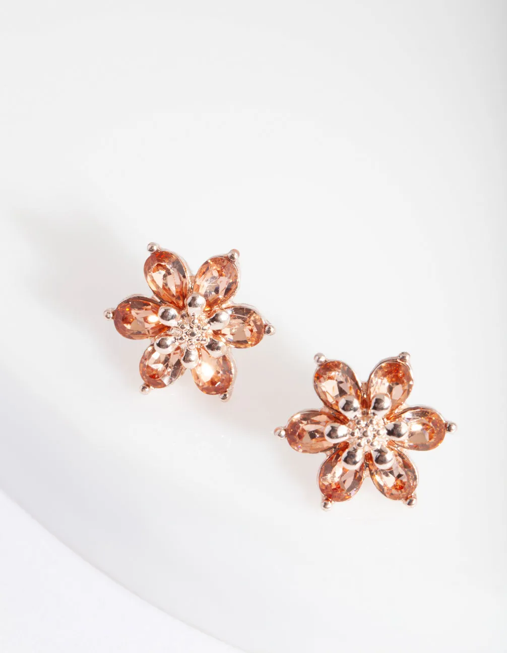 Pink 3D Flower Stud Earrings
