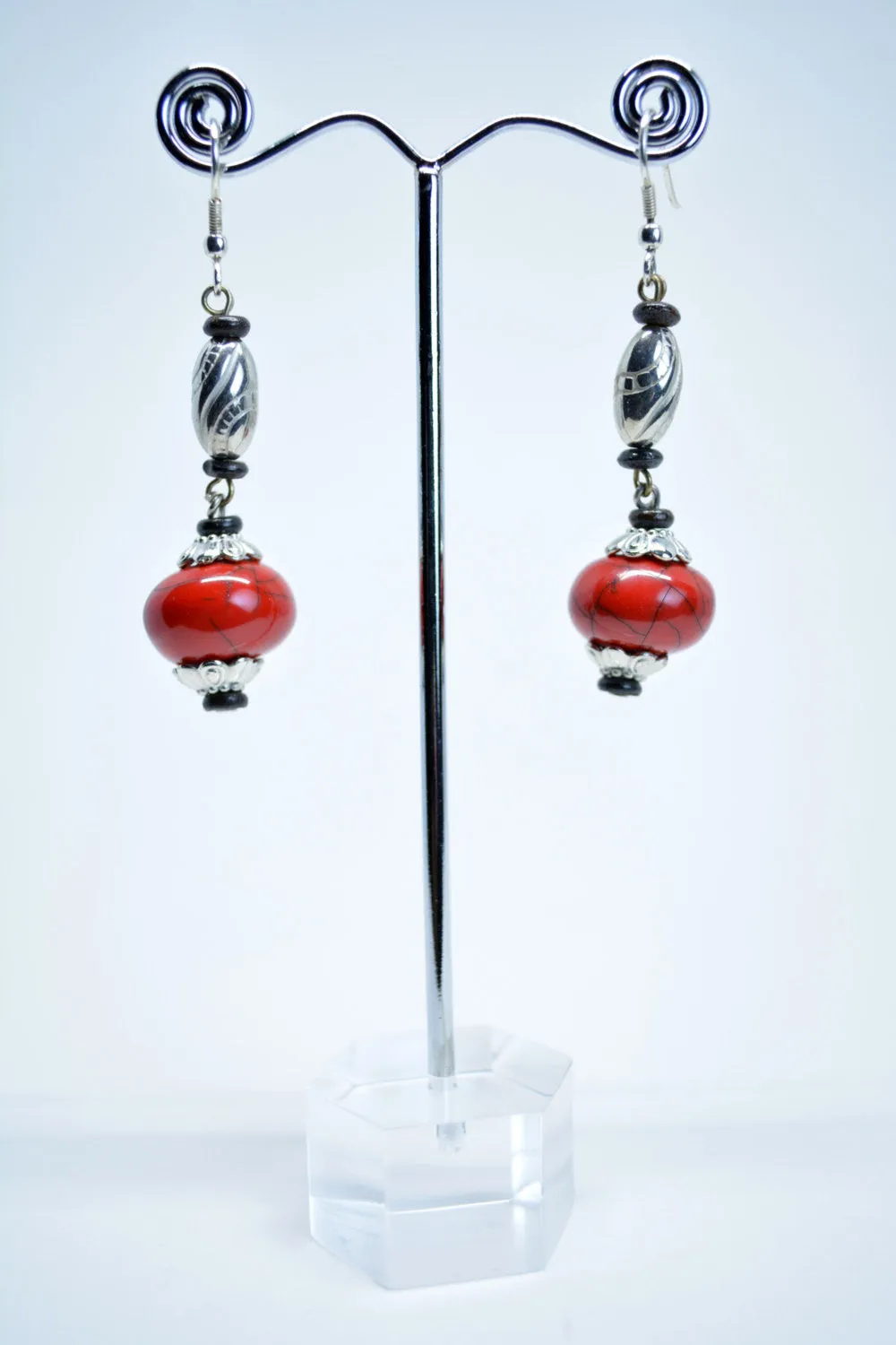 Red Coral Drop Earrings
