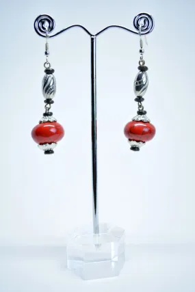 Red Coral Drop Earrings