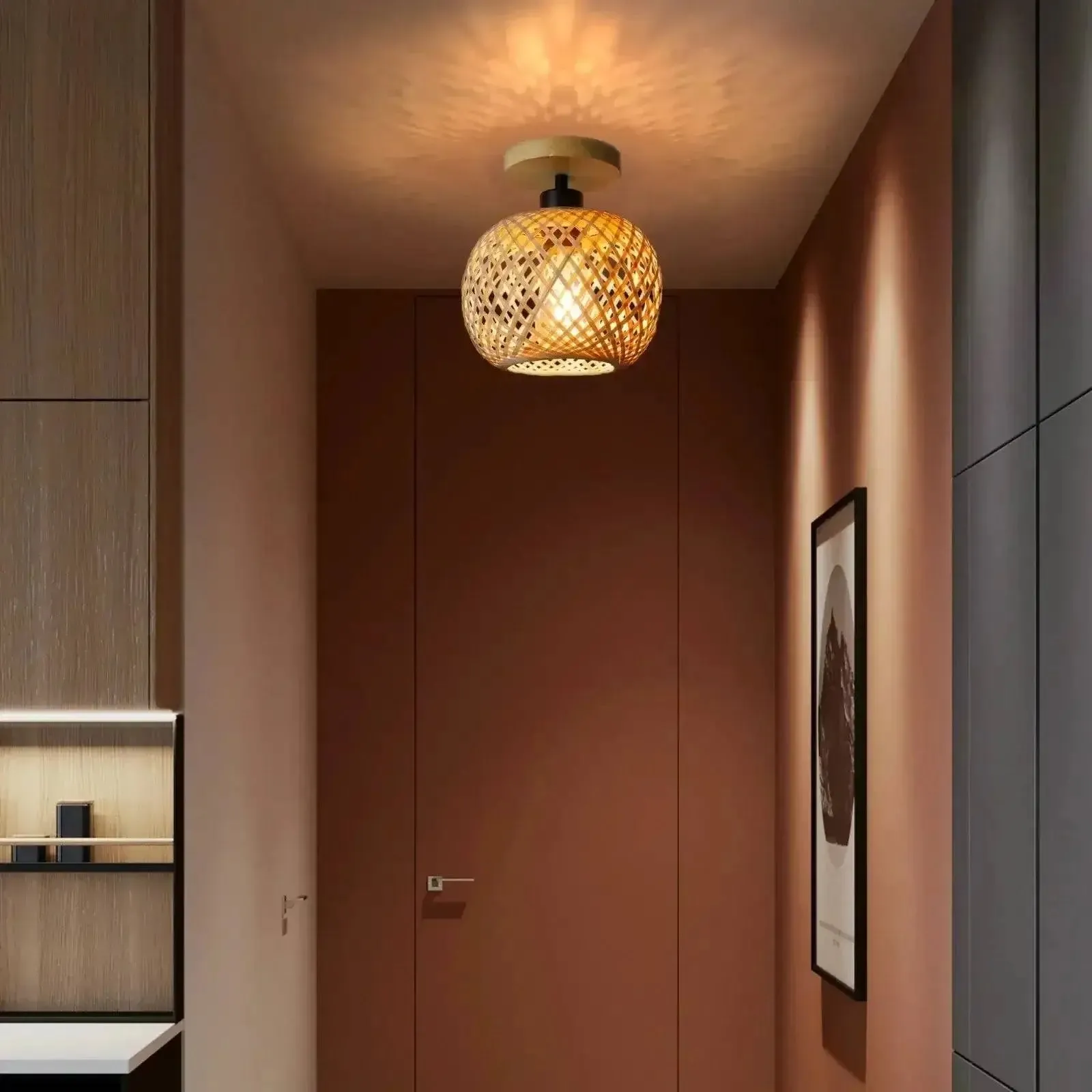 Retro Bamboo Woven Ceiling Light - Eco-Friendly Decorative Chandelier