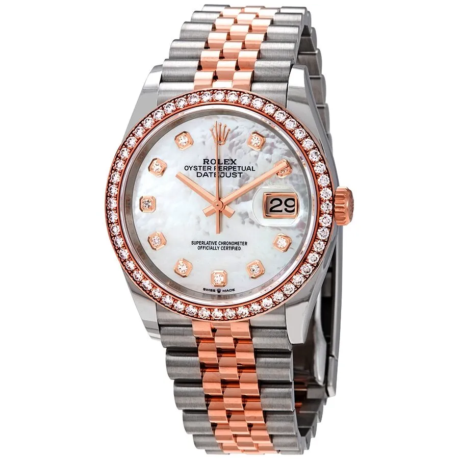 Rolex Datejust 36 Mother of Pearl Diamond Dial Steel and 18k Everose Gold Jubilee Watch 126281MDO 126281MDJ