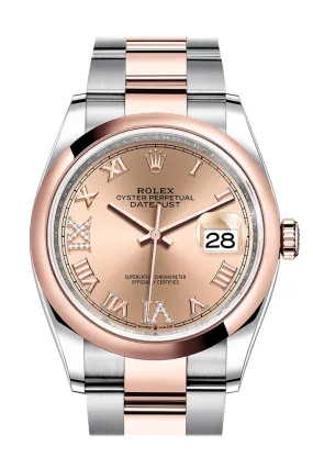 Rolex Datejust 36 Pink Diamond Dial Men's Steel and 18K Everose Gold Oyster Watch 126201PKRDO