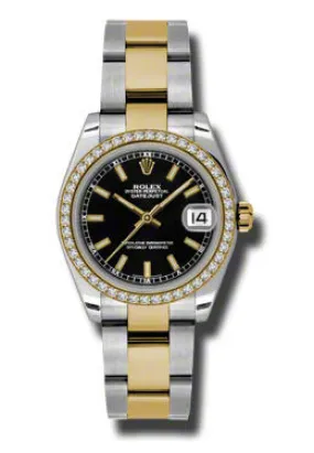 Rolex Datejust Lady 31 Black Dial Stainless Steel and 18K Yellow Gold Oyster Bracelet Automatic Watch 178383BKSO