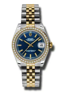 Rolex Datejust Lady 31 Blue Dial Stainless Steel and 18K Yellow Gold Jubilee Bracelet Automatic Watch 178383BLSJ