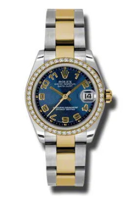 Rolex Datejust Lady 31 Blue Dial Stainless Steel and 18K Yellow Gold Oyster Bracelet Automatic Watch 178383BLCAO