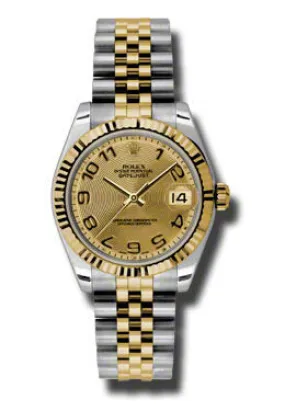 Rolex Datejust Lady 31 Champagne Concentric Circle Dial Stainless Steel and 18K Yellow Gold Jubilee Bracelet Automatic Watch 178273CCAJ