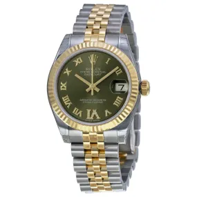 Rolex Datejust Lady 31 Green Dial Stainless Steel and 18K Yellow Gold Jubilee Bracelet Automatic Watch 178273GNRJ