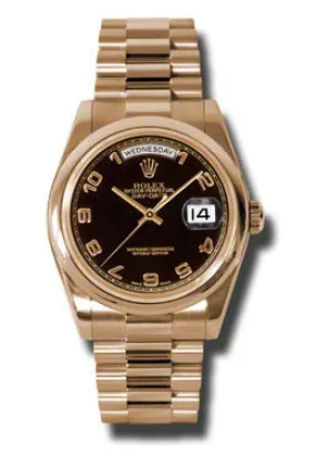 Rolex Day-Date Black Dial 18K Everose Gold President Automatic Men's Watch 118205BKAP