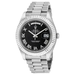 Rolex Day-Date II Black Dial 18K White Gold President Automatic Men's Watch 218239BKRP RLX218239