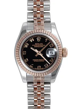Rolex Lady Datejust 26 Black Dial Stainless Steel and 18K Everose Gold Jubilee Bracelet Automatic Watch 179171BKAJ