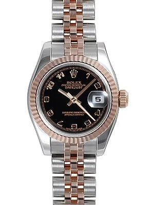 Rolex Lady Datejust 26 Black Dial Stainless Steel and 18K Everose Gold Jubilee Bracelet Automatic Watch 179171BKAJ