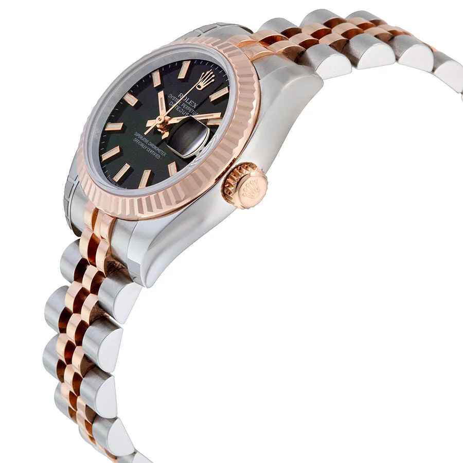 Rolex Lady Datejust 26 Black Dial Stainless Steel and 18K Everose Gold Jubilee Bracelet Automatic Watch 179171BKSJ