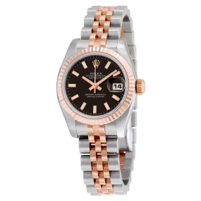 Rolex Lady Datejust 26 Black Dial Stainless Steel and 18K Everose Gold Jubilee Bracelet Automatic Watch 179171BKSJ