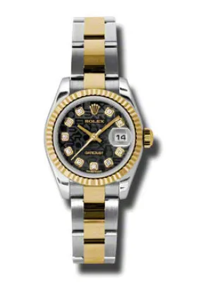 Rolex Lady Datejust 26 Black Dial Stainless Steel and 18K Yellow Gold Oyster Bracelet Automatic Watch 179173BKJDO