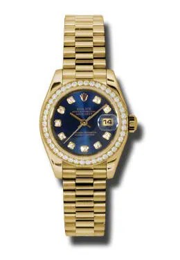 Rolex Lady-Datejust 26 Blue Dial 18K Yellow Gold President Automatic Ladies Watch 179138BLDP