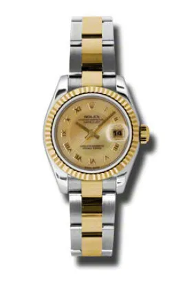 Rolex Lady Datejust 26 Champagne Dial Stainless Steel and 18K Yellow Gold Oyster Bracelet Automatic Watch 179173CMRO