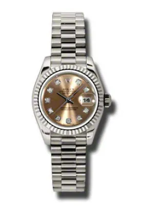 Rolex Lady-Datejust 26 Pink Dial 18K White Gold President Automatic Ladies Watch 179179PDP