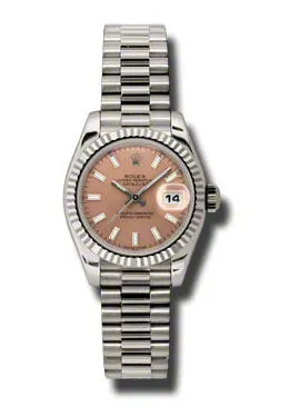 Rolex Lady-Datejust 26 Pink Dial 18K White Gold President Automatic Ladies Watch 179179PSP