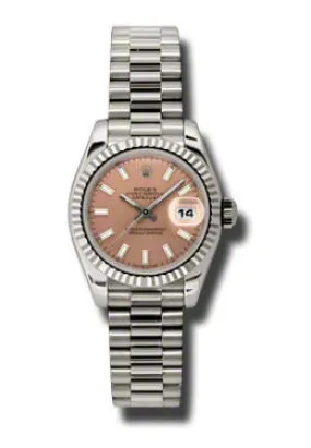 Rolex Lady-Datejust 26 Pink Dial 18K White Gold President Automatic Ladies Watch 179179PSP