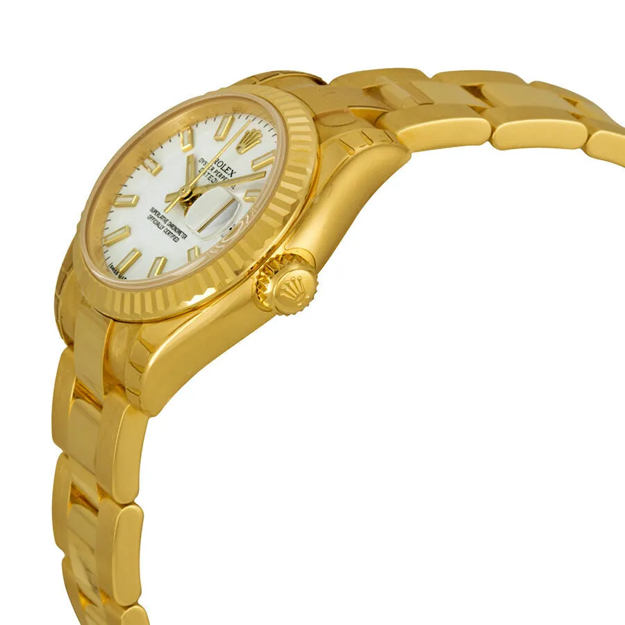 Rolex Lady Datejust 26 White Dial 18K Yellow Gold Oyster Bracelet Automatic Watch WSO 179178