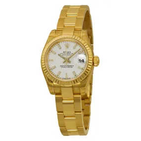 Rolex Lady Datejust 26 White Dial 18K Yellow Gold Oyster Bracelet Automatic Watch WSO 179178