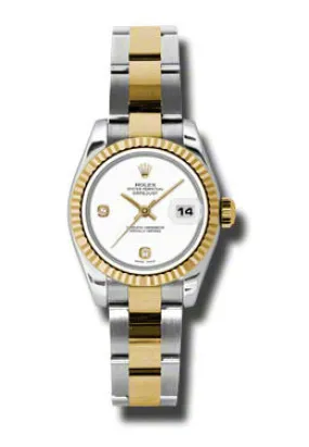 Rolex Lady Datejust 26 White Dial Stainless Steel and 18K Yellow Gold Oyster Bracelet Automatic Watch 179173WADO