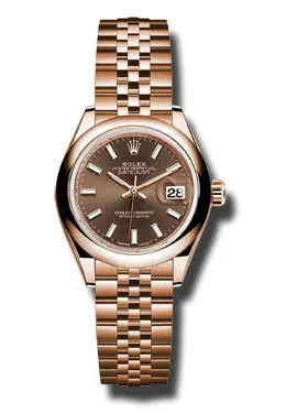 Rolex Lady Datejust 28 Chocolate Dial 18K Pink Gold Jubilee Bracelet Automatic Watch 279165CHSJ